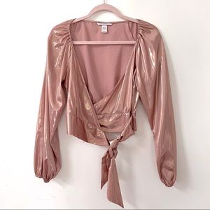 Victoria's Secret shine satin wrap front crop top